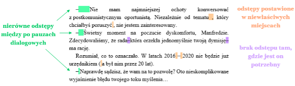 odstępy jak prawidłowo stosować