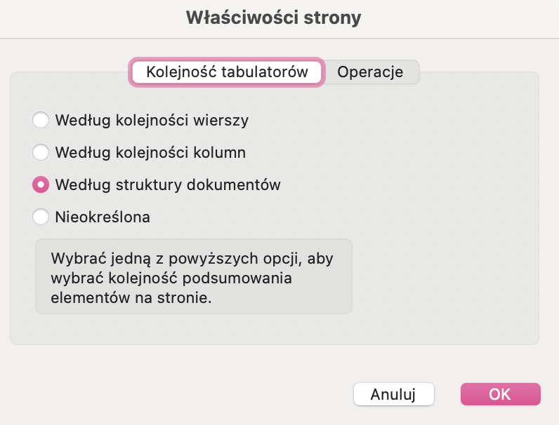 Kolejność w pliku PDF