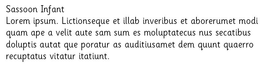 Font Sassoon Infant stworzony dla młodych czytelników